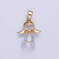 Gold Little Angel with Wings Pendant For DIY Religious Christmas Ornament Jewelry Making | X-547 - DLUXCA