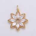 Gold Lotus Flower, Yoga Yogi Lover, Enlightenment, Chakra, Cubic Zirconia Necklace Pendant Charm Bead Bails Findings for Jewelry Making D-853 - DLUXCA