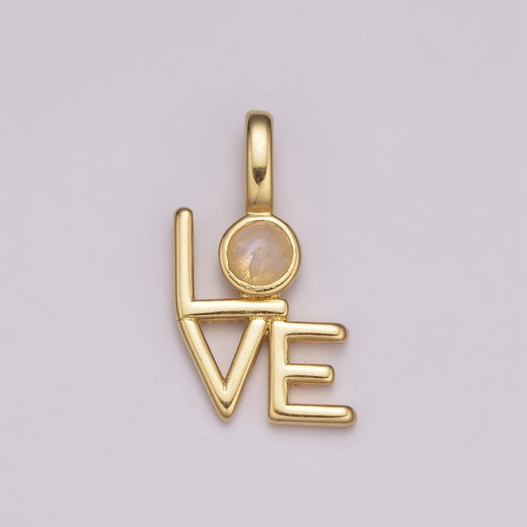 Gold LOVE Charms 21x11mm, Word Love Pendant MoonStone Jewelry Making Supplies Hollow Love Findings N-1485 - DLUXCA