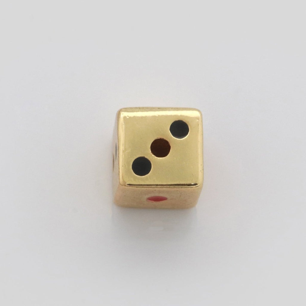 Gold Lucky Dice Beads Spacer Beads, for DIY Jewelry Making Spacer Charms Beaded Bracelet, Bead Size 8, 10mm Hole 2mm B-632 B-633 - DLUXCA