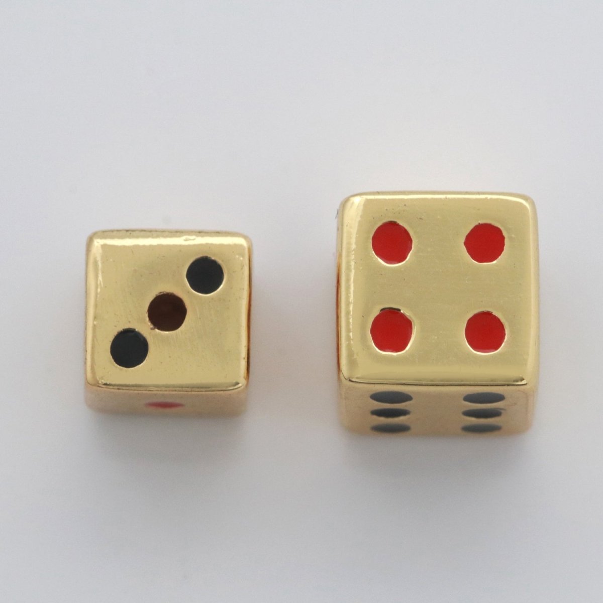 Gold Lucky Dice Beads Spacer Beads, for DIY Jewelry Making Spacer Charms Beaded Bracelet, Bead Size 8, 10mm Hole 2mm B-632 B-633 - DLUXCA