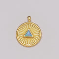 Gold Medallion Charm, Opal Triangle Coin Charm SunBurst Geometric Amulet Layering Necklace charm N-1438, N-1483