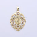 Gold Medallion Virgin Mary Pendant Sun Burst Pendant Round Coin Pendant in 24K Gold plated Religious Jewelry Charm Pendant for Necklace I-640 - DLUXCA