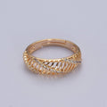 Gold Micro Pave Cubic Zirconia Open Bar Adjustable Ring R-533 - DLUXCA