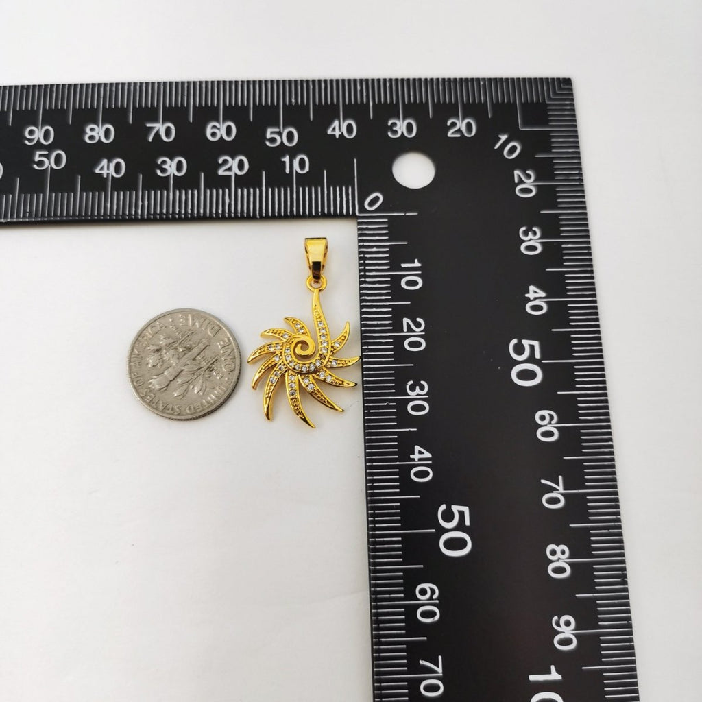 Gold Micro Pave Sun Hook charm in 14K gold plated Cubic Zirconia Diamond Pendant I-771 - DLUXCA