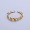 Gold Micro Paved Infinity Cable Chain Link Adjustable Stacking Ring | X-587 - DLUXCA