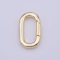 Gold Minimalist 22.7mm Long Oval Push Spring Gate Gold Jewelry Supply | K-210 - DLUXCA