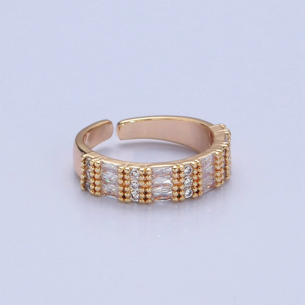 Gold Minimalist Pave Ring Statement Ring Chunky Pave Ring O-734 - DLUXCA