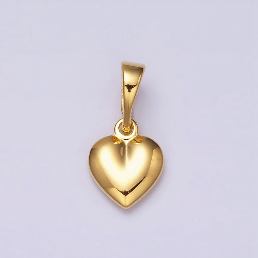 Gold Minimalist Puffed Heart Valentine Pendant | AA514 - DLUXCA