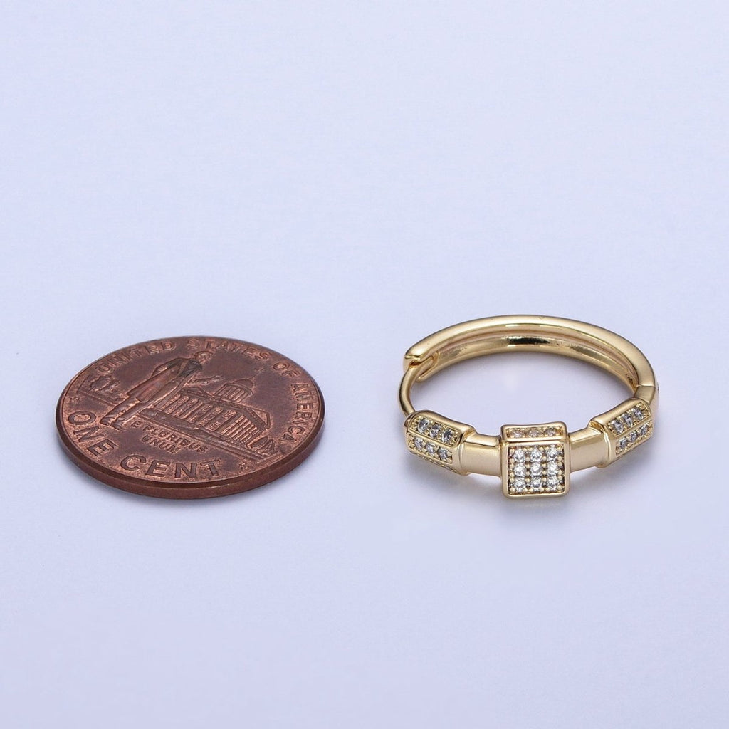 Gold Modern Hoop Earring Everyday Hoops Geometric Jewelry Medium Size Textured Hoops, Round Earrings P-253 - DLUXCA