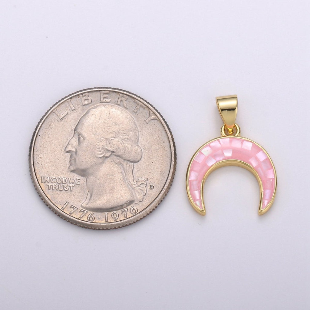 Gold Moon charms , Pink moon pendants, Crescent Moon charm, Dainty charm, Celestial Jewelry pendants in 14k Gold-Plated I-777 - DLUXCA