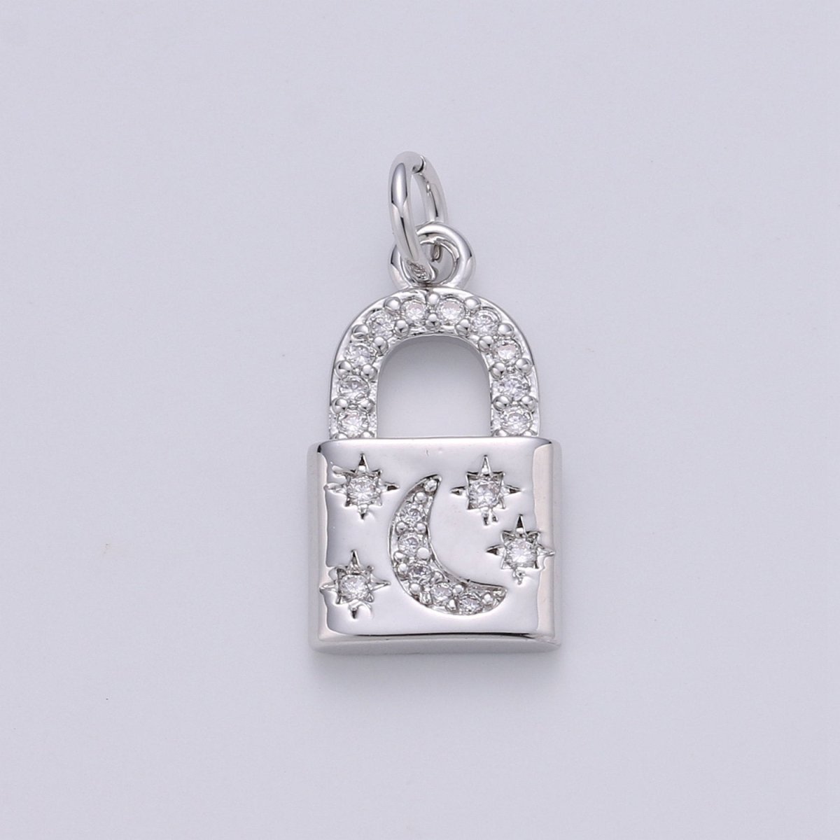 Gold Moon Star Padlock Pendant Gold plated Dainty Padlock Charm Celestial Lock Jewelry for Necklace Earring Bracelet Component D-363 D-364 - DLUXCA