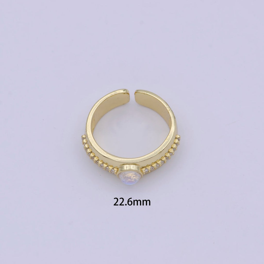 Gold Moonstone Ring, Rainbow Moonstone Adjustable Ring Dainty Moonstone Ring Gold, Oval Moonstone Gold Engagement Moonstone Ring U-482 - DLUXCA