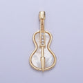 Gold Mother of Pearl Music Instrument Cello, Guitar, Violin Charm AG-076 - DLUXCA