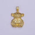 Gold Multi Faceted Teddy Bear Pendant Charm For Jewelry Necklace Making J-535 - DLUXCA