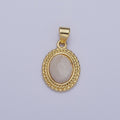 Gold Natural Moonstone Beaded Rope Frame Oval Jewelry Making Pendant H-604 - DLUXCA