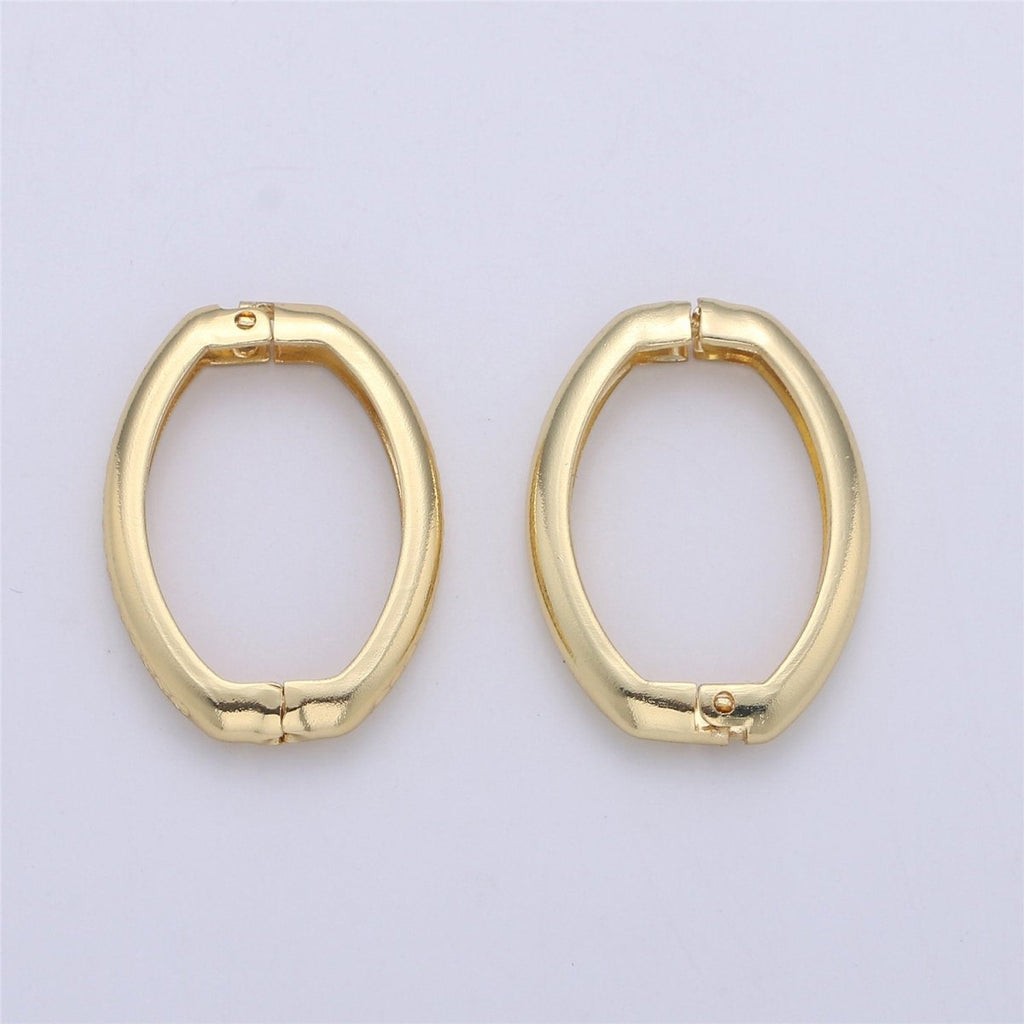 Gold Necklace Clasp, Oval Spring Gate Ring , Oval Gate Ring , Basic Supplies 24k Gold plated Clasp for Necklace Supply K-392 - DLUXCA