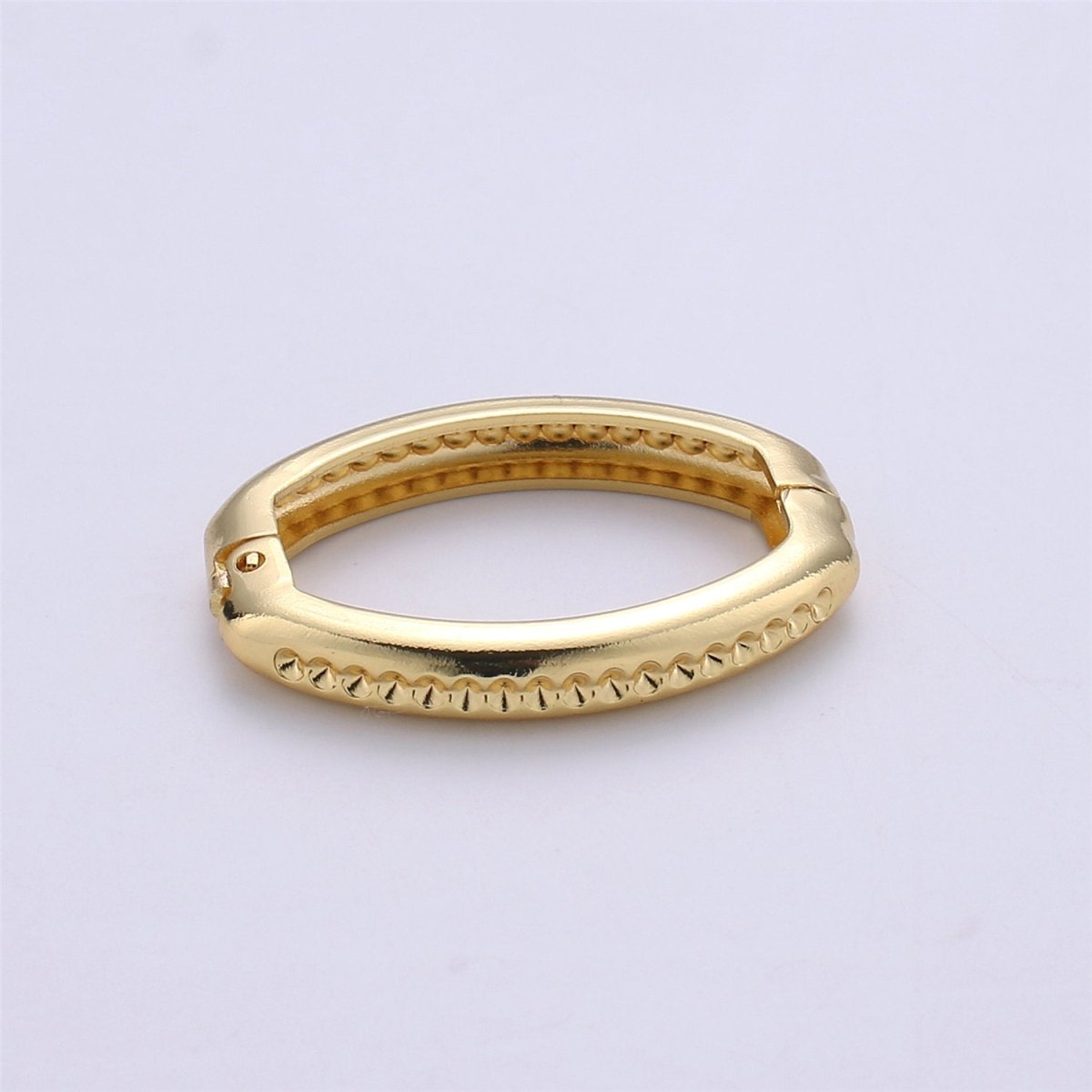 Gold Necklace Clasp, Oval Spring Gate Ring , Textured Oval Gate Ring , Basic Supplies 24k Gold plated Clasp for Necklace Supply K-393 - DLUXCA
