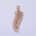 Gold Olive Branch Charm, Clear Baguette Cz Leaf Charm Pendant Jewelry Supplies AC467 AC468