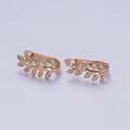 Gold Olive Leaf Earring, 18K Gold plated Hoop Earring Olive Branch Huggie Earring AB1076 - DLUXCA