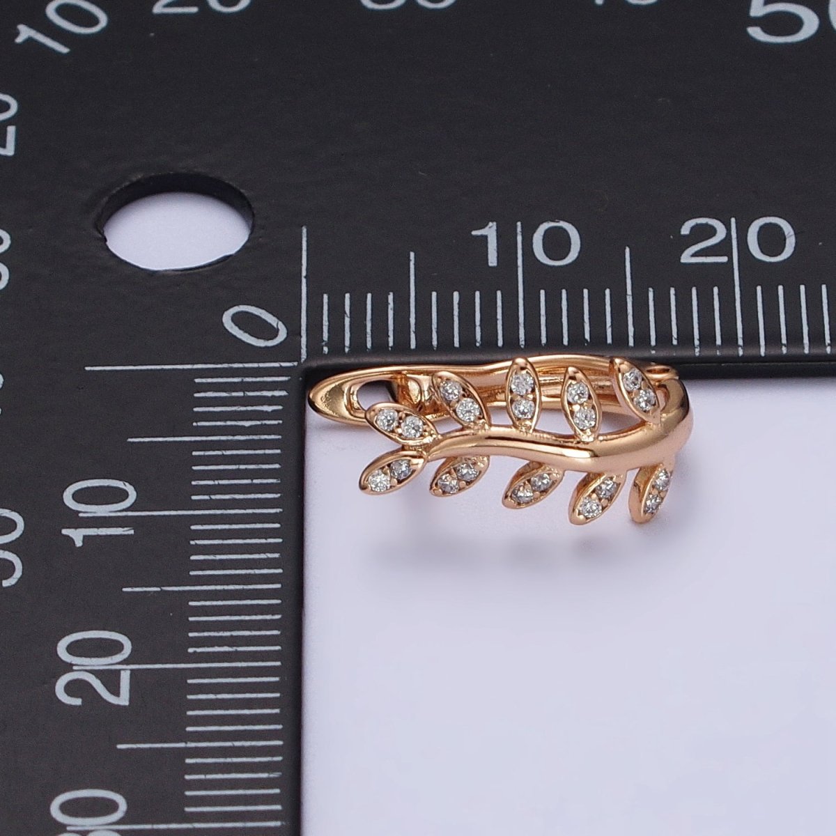 Gold Olive Leaf Earring, 18K Gold plated Hoop Earring Olive Branch Huggie Earring AB1076 - DLUXCA