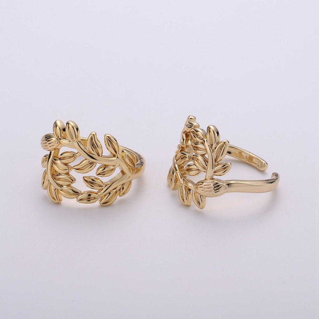 Gold Olive Ring, Statement Ring, Tree Branch Dome Ring, Stackable Ring Thick Gold Ring Olive Branch Ring adjustable ring R-017