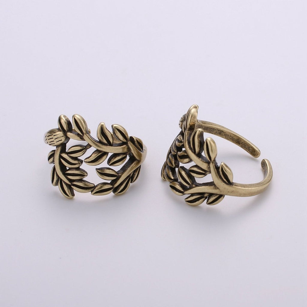 Gold Olive Ring, Statement Ring, Tree Branch Dome Ring, Stackable Ring Thick Gold Ring Olive Branch Ring adjustable ring R-017