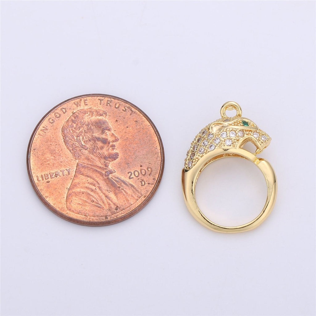 Gold Ouroboros Pendant- 18k Gold plated Charm Micro Pave Snake Charm for Necklace Earring Bracelet Charm Jewelry Making Supply C-657 - DLUXCA