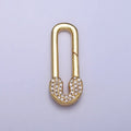 Gold Oval Clasp, Silver Hinged Clasp, Oval Push Clasp Spring Gate Clasp with Micro Pave Safety Pin Clasp Enhancer Z-031 - DLUXCA