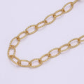 Gold Oval UNIQUE CABLE Special Design Chain by Yard, Fancy Wholesale Bulk Roll Chain For Jewelry Making, Width 9.4mm, 24K Gold plated For Necklace Bracelet Anklet Component Supply | ROLL-492 Clearance Pricing - DLUXCA