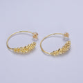 Gold Paddy Wheat Minimalist Open Hoop Stud Earrings | P-285 - DLUXCA