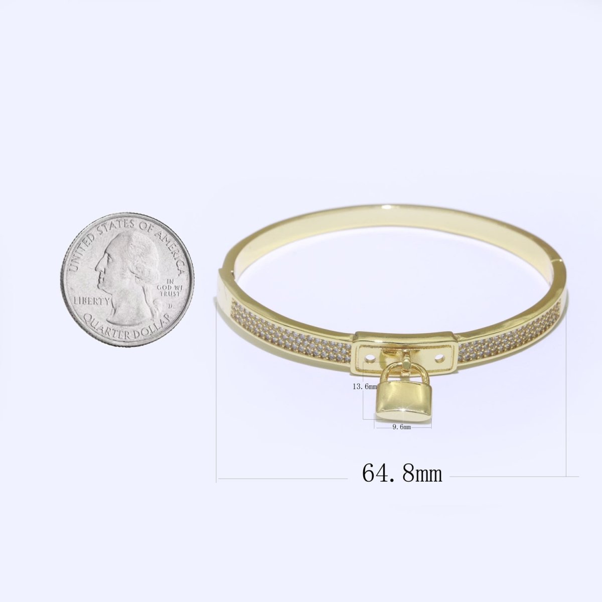 Gold Padlock Bracelet, 14K Gold plated Micro Pave Luxury Bangle, Premium Quality jewelry | WA-126 Clearance Pricing - DLUXCA
