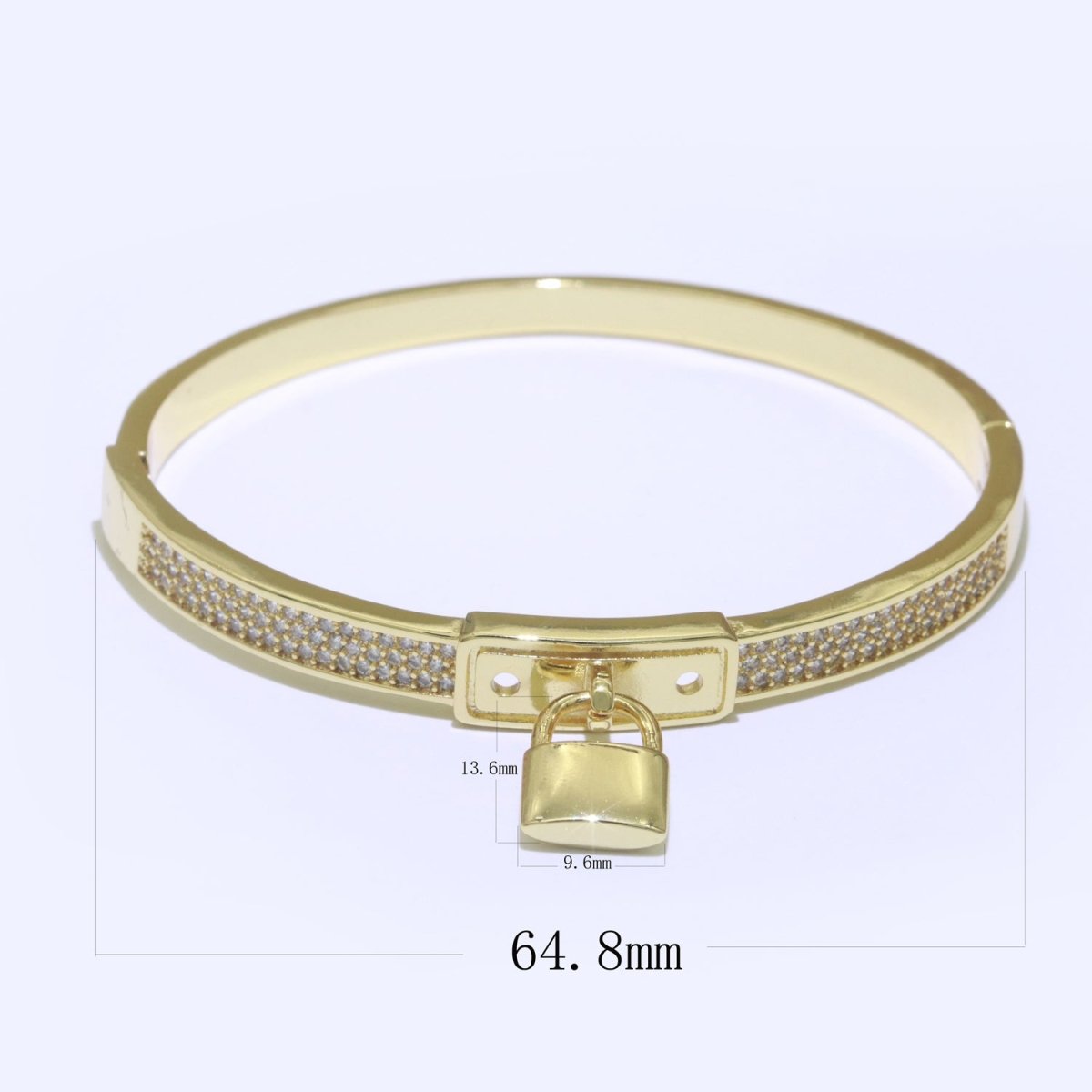 Gold Padlock Bracelet, 14K Gold plated Micro Pave Luxury Bangle, Premium Quality jewelry | WA-126 Clearance Pricing - DLUXCA