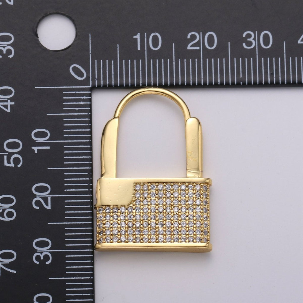 Gold Padlock Hoop Earrings CZ Padlock Earrings Lock Pendant Earring Lock Gold Earring Huggie Earring Lock Hoop Earring Lovers Lock Hoop K-870 K-871 - DLUXCA