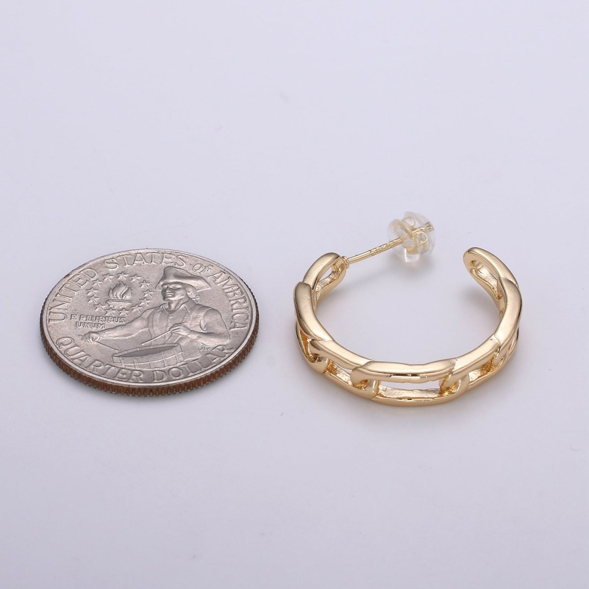Gold Paper Clip Chain Hoop Earrings • Bold Gold Hoop Earrings Chunky Earrings • Statement Hoops • 18k Gold plated Hoops Earring gift for her Q-445 - DLUXCA