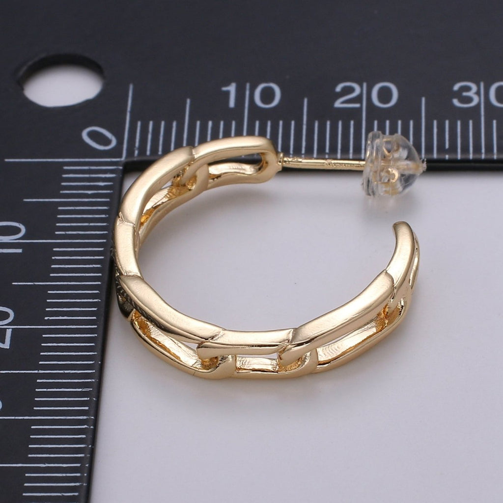 Gold Paper Clip Chain Hoop Earrings • Bold Gold Hoop Earrings Chunky Earrings • Statement Hoops • 18k Gold plated Hoops Earring gift for her Q-445 - DLUXCA