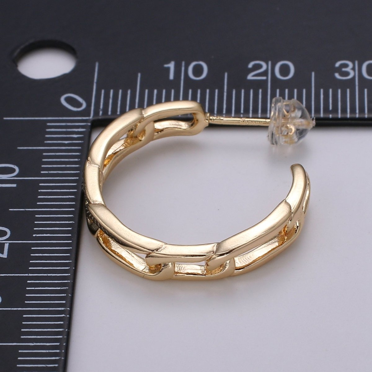 Gold Paper Clip Chain Hoop Earrings • Bold Gold Hoop Earrings Chunky Earrings • Statement Hoops • 18k Gold plated Hoops Earring gift for her Q-445 - DLUXCA
