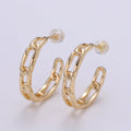 Gold Paper Clip Chain Hoop Earrings • Bold Gold Hoop Earrings Chunky Earrings • Statement Hoops • 18k Gold plated Hoops Earring gift for her Q-445 - DLUXCA