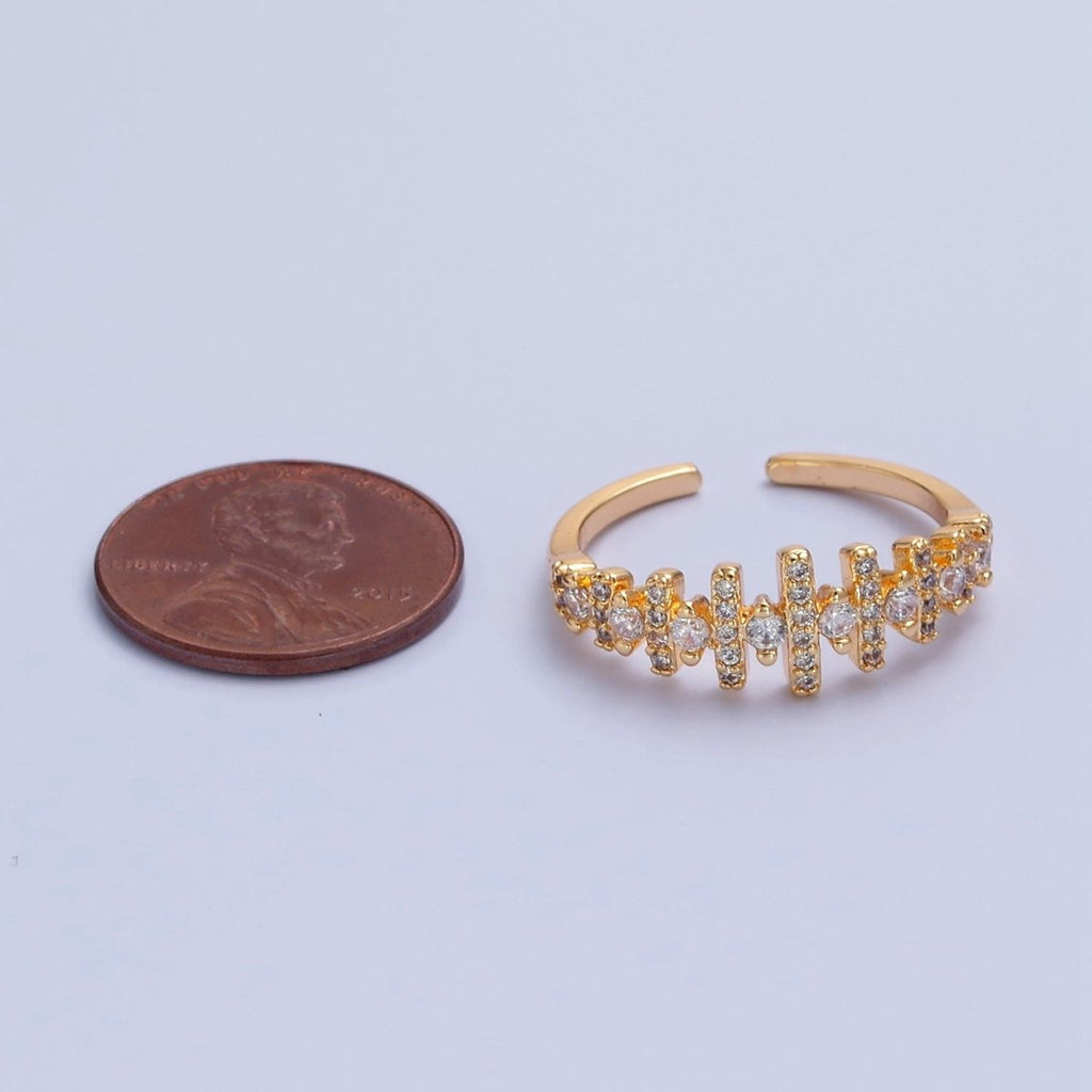 Gold Pave Section ring Simple geometric fence ring Adjustable ring O-2239 - DLUXCA