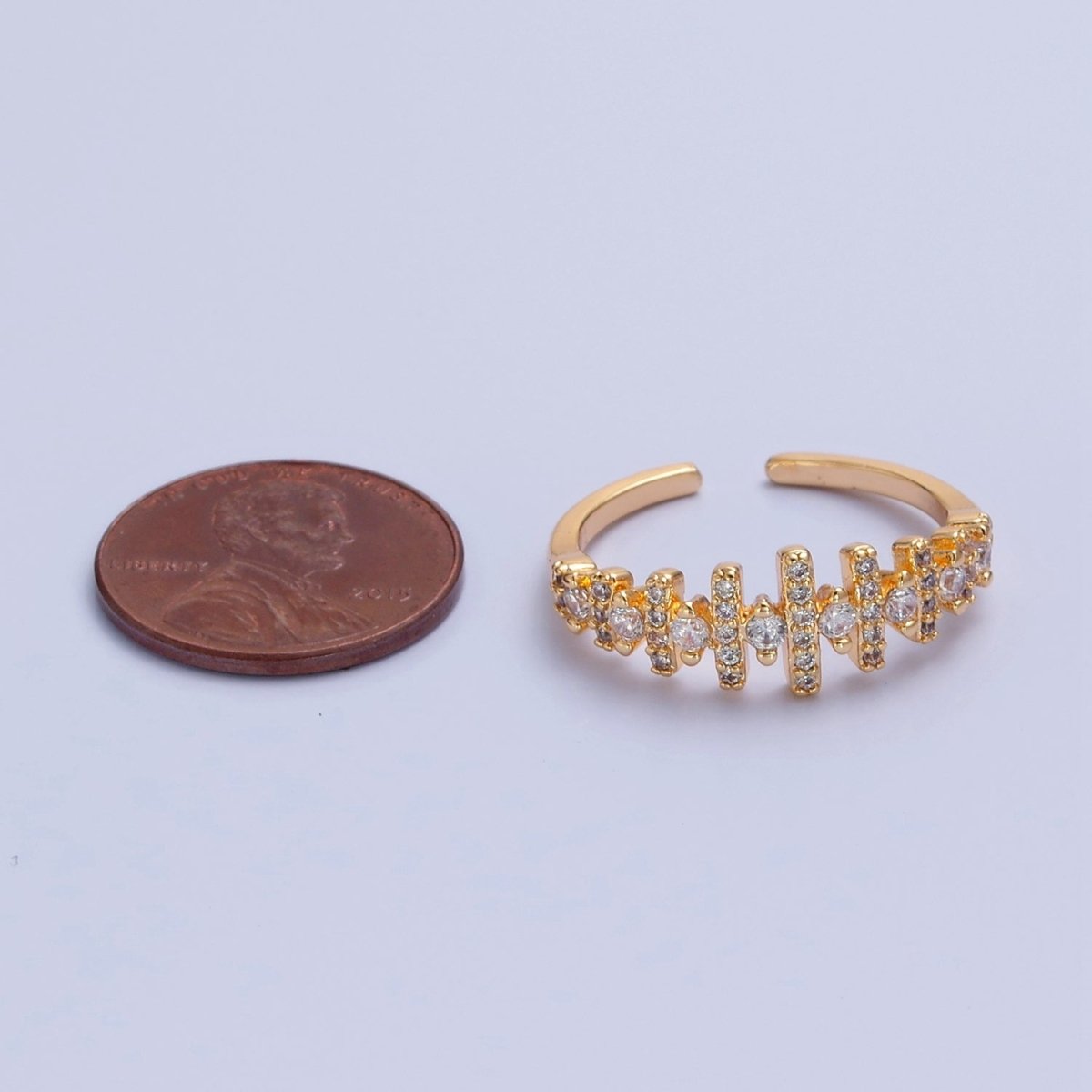 Gold Pave Section ring Simple geometric fence ring Adjustable ring O-2239 - DLUXCA