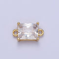 Gold Pink/Clear Link CZ Baguette Cubic Zirconia Connector For Necklace Bracelet Jewelry Making G-575 G-576 - DLUXCA