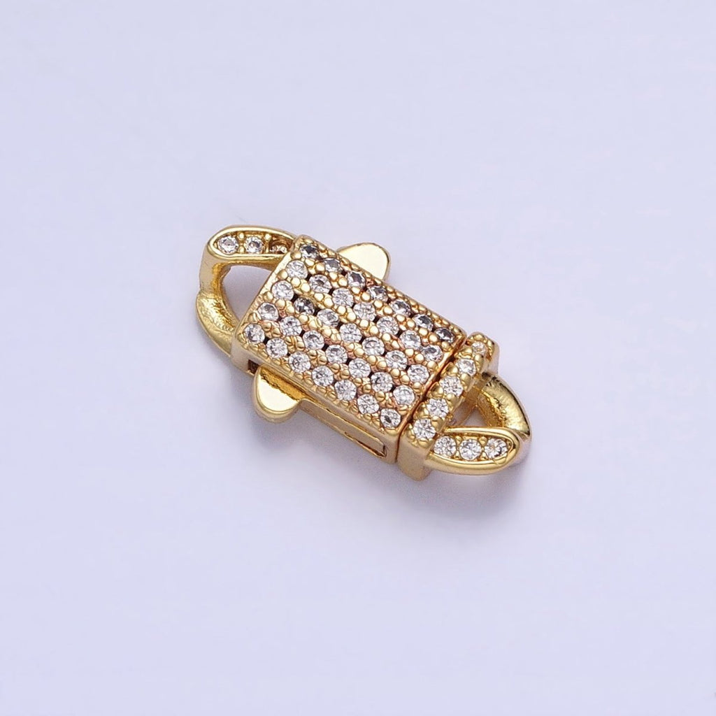 Gold Plated 16.7mm Long Cubic Zirconia Trigger Clasps for Bracelet Necklace End Clasp Jewelry Making Supply Z-175 - DLUXCA