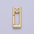 Gold Rectangular Boxy Push Spring Gate Ring Round Clear CZ Supply | Z-030 - DLUXCA