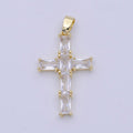 Gold Religious Cross Clear/Multicolor Baguette Cubic Zirconia Pendant | X-502 X-506 - DLUXCA