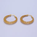 Gold Round Spiral Hoop Earring Statement Hoop Earrings Gold Rhombus Coil Earring AE-539 - DLUXCA