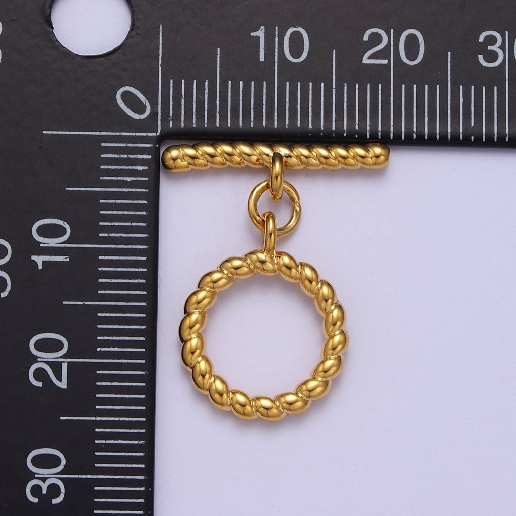 Gold Round Toggle Clasp, Bracelet Necklace Jewelry Clasps, 24K Gold plated OT Clasp L-713 L-714 L-823 - DLUXCA