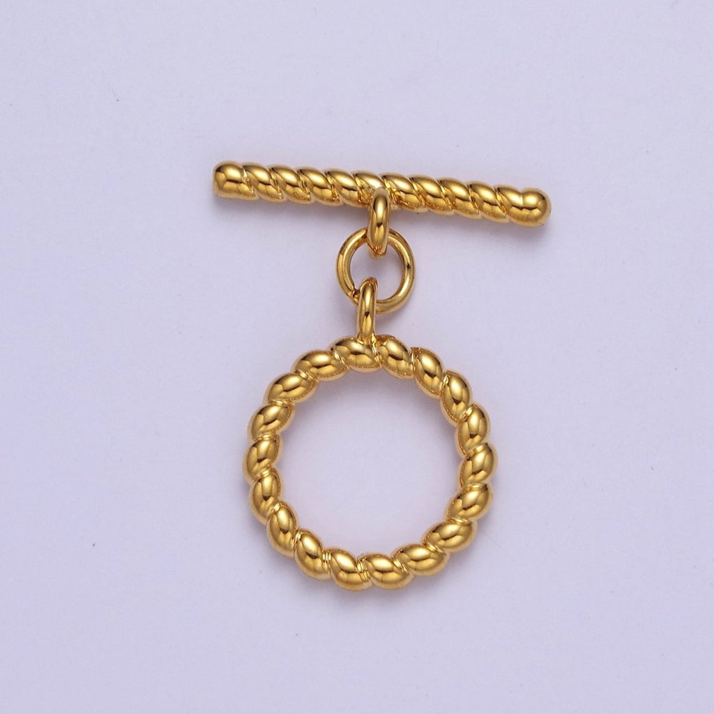 Gold Round Toggle Clasp, Bracelet Necklace Jewelry Clasps, 24K Gold plated OT Clasp L-713 L-714 L-823 - DLUXCA