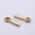 Gold Safety pin earrings- sparkly safety pins/ needle earrings/ Micro pave safety pin drop earrings Rainbow Colorful Safety Pin Earring, K-446 - DLUXCA