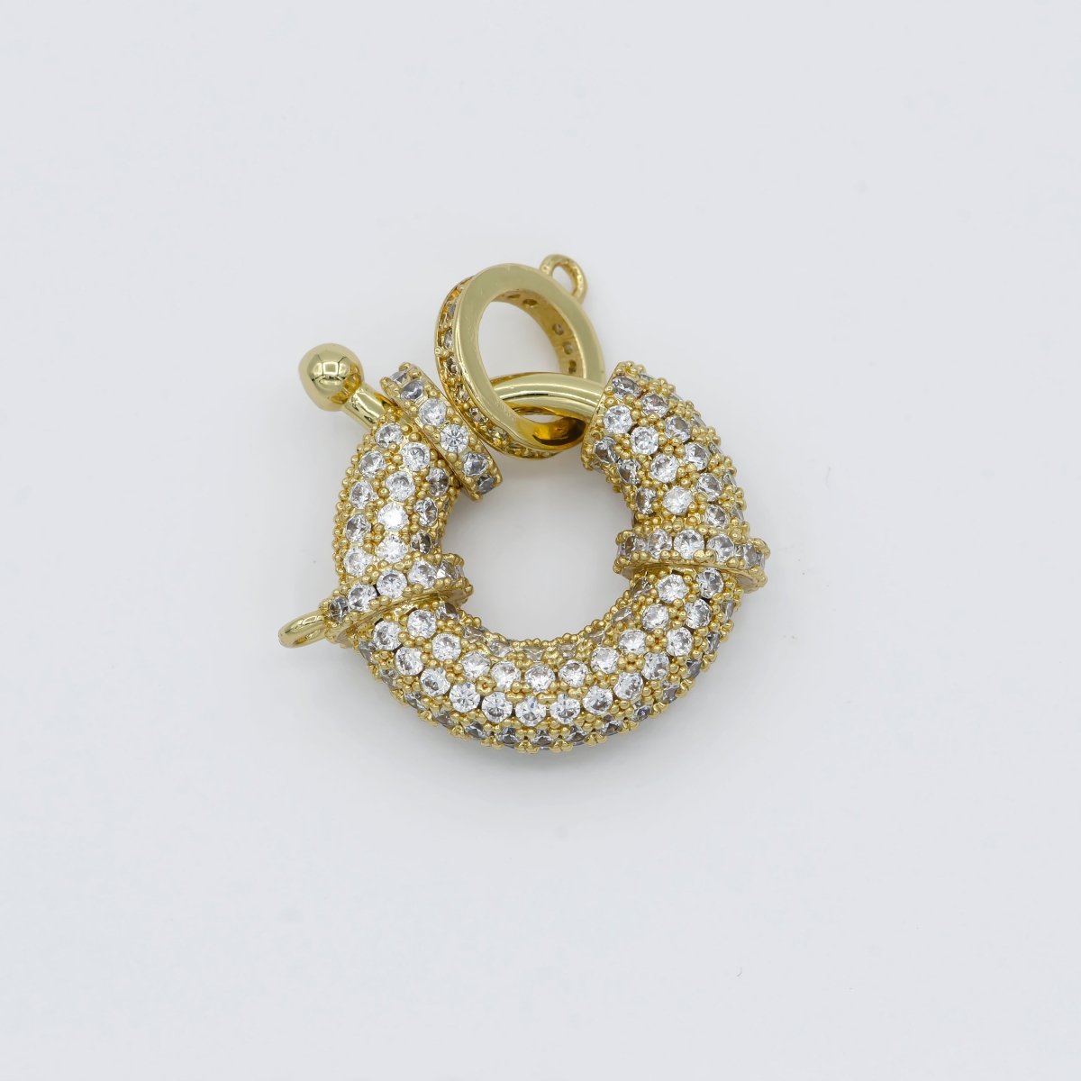 Gold Sailor Clasp CZ Gold plated Push Gate Ring Charm For DIY Jewelry Making Necklace Bracelet Anklet L-314 - DLUXCA