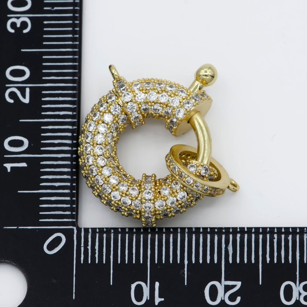 Gold Sailor Clasp CZ Gold plated Push Gate Ring Charm For DIY Jewelry Making Necklace Bracelet Anklet L-314 - DLUXCA